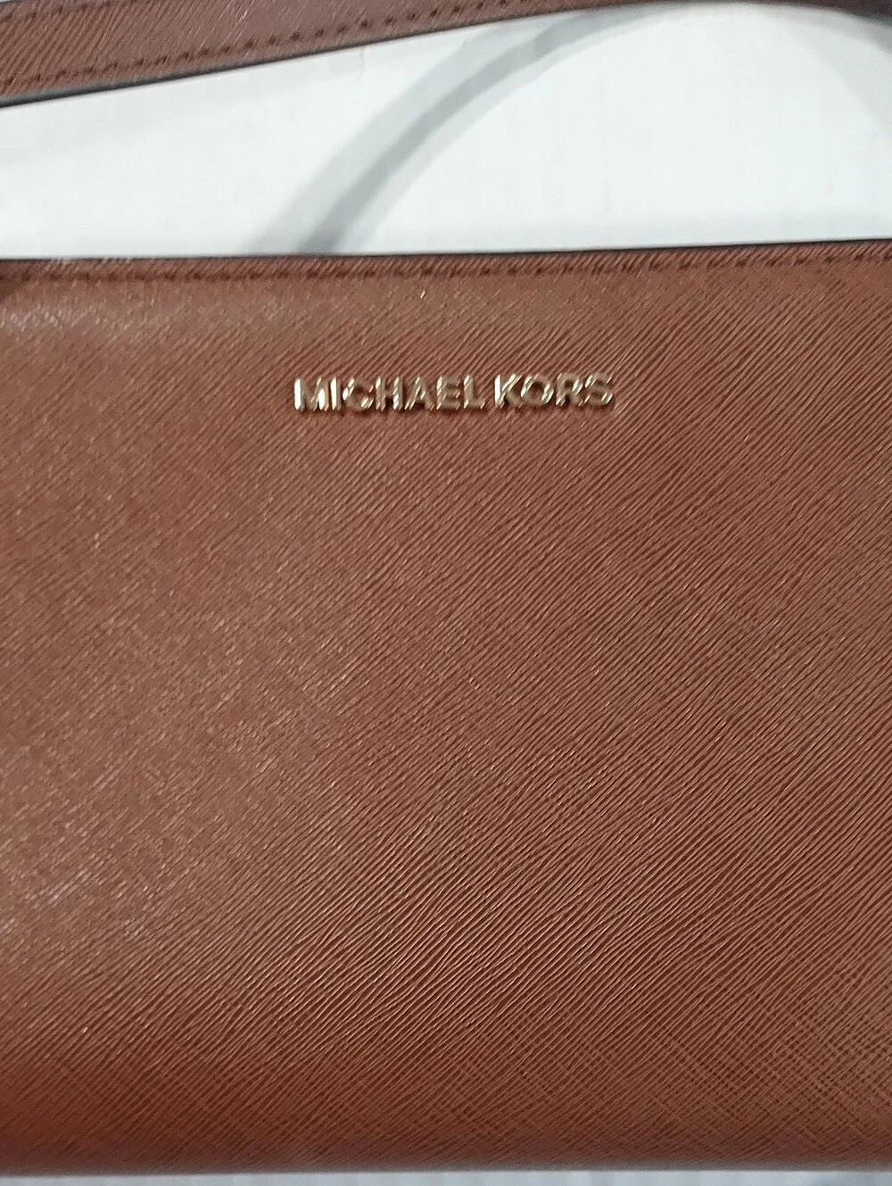 Michael Kors Chestnut Saffiano Crossbody Bag with Gold Logo